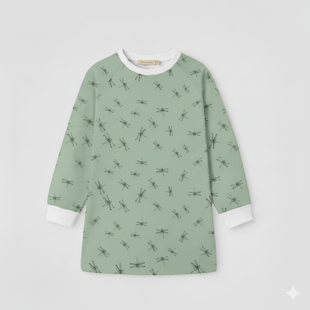 Vestido Infantil Libélulas Verde