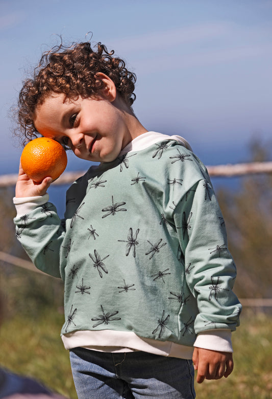 Sudadera Capucha Libélulas Verde