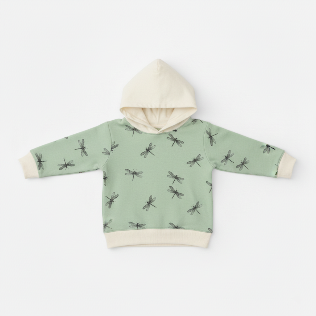 Sudadera Capucha Libélulas Verde