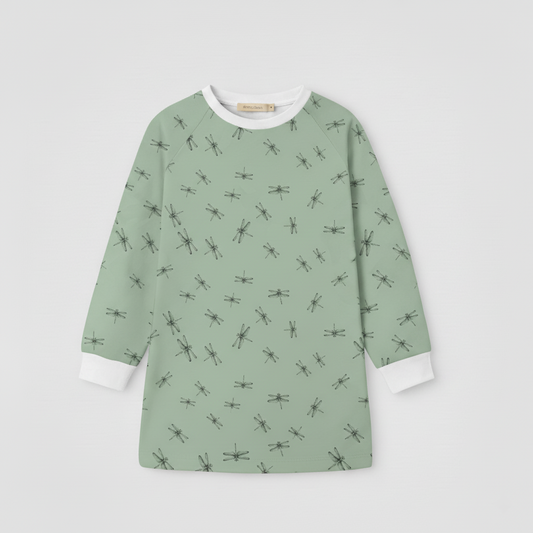 Vestido Infantil Libélulas Verde